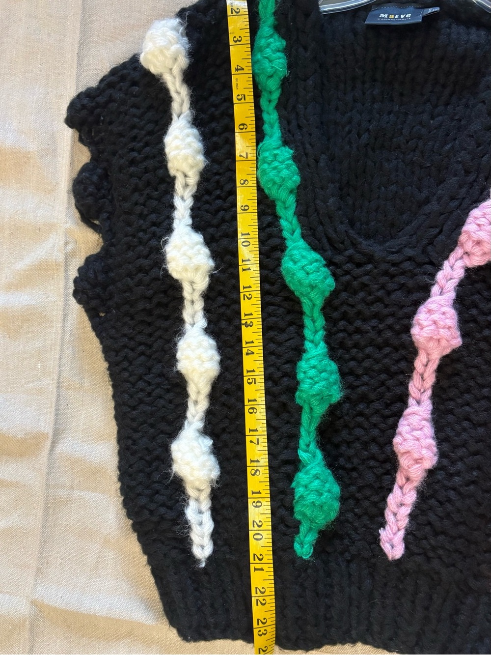 Anthropologie Maeve V-Neck Chunky Knit Sweater Vest with Multicolor cable knit. - Picture 7 of 7